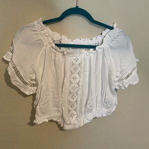White off-the-shoulder crop top
